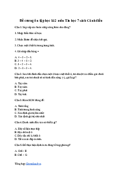 Đề cương ôn tập học kì 2 môn Tin học 7 sách Cánh diều