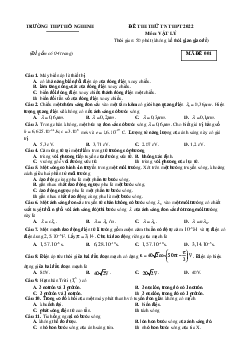 Đề thi thử THPT Quốc gia 2022 môn Vật Lí lần 2 trường THPT Hồ Nghinh, Quảng Nam