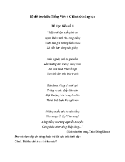 Bộ đề đọc hiểu Tiếng Việt 4 Chân trời sáng tạo