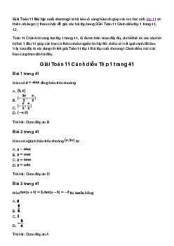 Giải Toán 11 Bài tập cuối chương I | Cánh diều