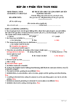 Đề thi tuyển sinh vào lớp 10 THPT Chuyên Bắc Ninh môn Tiếng Anh (Chuyên) năm học 2022-2023