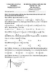 Đề giữa học kì 2 Toán 12 năm 2024 – 2025 trường THPT Sầm Sơn – Thanh Hóa có đáp án