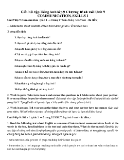 Giải bài tập Tiếng Anh lớp 9 Chương trình mới Unit 9 COMMUNICATION, SKILLS 1