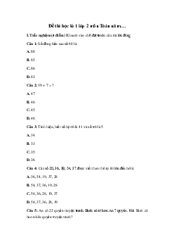 Đề thi học kì 1 lớp 2 môn Toán năm 2022-2023 (Đề 7) | Chân trời sáng tạo