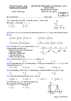 Đề thi thử Toán THPTQG 2019 lần 2 trường THPT chuyên Đại học Vinh – Nghệ An