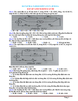Bài tập trắc nghiệm môn vật lý 9 Bài 6 Bài tập vận dụng định luật ôm (có đáp án)