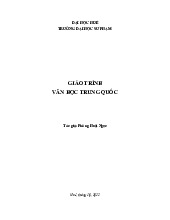 Giáo trình VHTQ: Khóa học Văn Học Trung Quốc tổng quan và nội dung