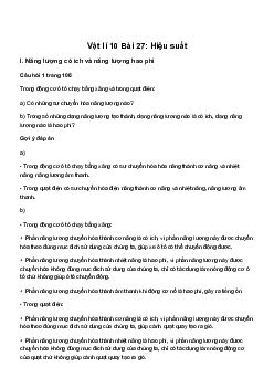 Giải Vật lí 10 Bài 27: Hiệu suất | Kết Nối Tri Thức