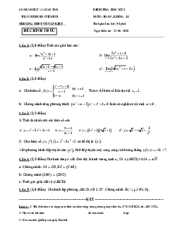 Đề thi học kì 2 Toán 11 năm 2019 – 2020 trường THPT Võ Văn Kiệt – TP HCM