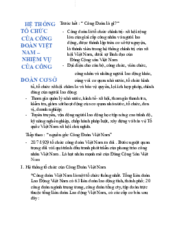 Tóm tắt về Đại cương Công đoàn Việt Nam | Đại học Công Đoàn