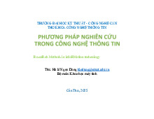 Chương 1 Môn Phương pháp nghiên cứu khoa học | Đại học Kỹ thuật - Công nghệ Cần Thơ