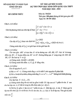 Đề chọn đội tuyển thi HSG QG môn Toán năm 2022 – 2023 sở GD&ĐT Yên Bái