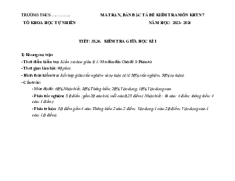 Đề thi giữa học kì 1 môn Khoa học tự nhiên 7 năm 2023 - 2024 sách CTST - Đề 6