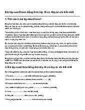 Bài tập word form tiếng Anh lớp 10 có đáp án chi tiết nhất