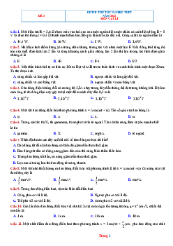 Đề thi thử tốt nghiệp THPT 2022 môn Lý - Đề 3 (có đáp án)