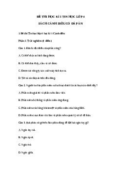 Đề thi Tin học lớp 4 kì 1 Cánh diều - Đề số 1