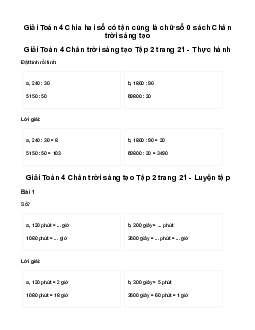 Giải Toán lớp 4 Bài 50: Chia hai số có tận cùng là chữ số 0| Chân trời sáng tạo