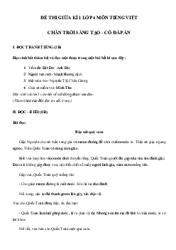 Đề ôn thi giữa kì 1 Tiếng Việt 4 Chân trời sáng tạo - Đề 1