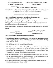 Đề thi Hóa sinh học kỳ 1 năm học 2021-2022 | Trường Đại học Khoa học tự nhiên, Đại học Quốc gia Hà Nội