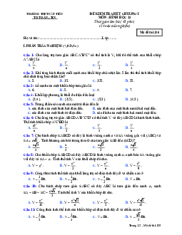 Đề kiểm tra chương 1 Hình học 12 trường THPT Cát Tiên – Lâm Đồng