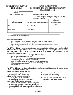 Đề thi lập đội tuyển dự thi chọn học sinh giỏi quốc gia THPT năm học 2021-2022 tỉnh Yên Bái - Đề số 1