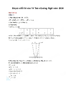 Đề thi tuyển sinh vào 10 môn Toán Sở GD&ĐT Quảng Ngãi năm 2024 - 2025