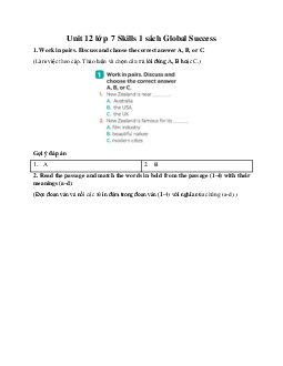 Unit 12 lớp 7 Skills 1 sách Global Success
