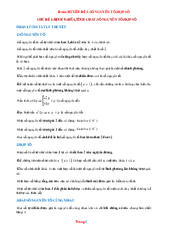 Luyện thi HSG Toán 6 chủ đề: Định nghĩa tính chất số nguyên tố hợp số