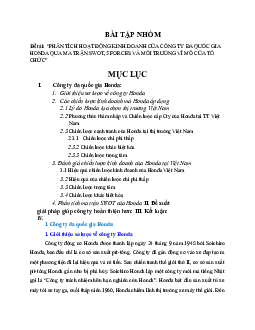 Tiểu luận về Hoạt động kinh doanh của công ty đa quốc gia Honda