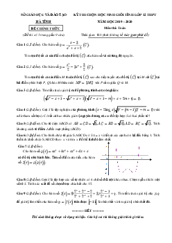 Đề thi chọn học sinh giỏi tỉnh Toán 12 năm 2019 – 2020 sở GD&ĐT Hà Tĩnh