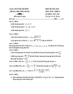 Đề thi học kì 2 Toán 10 năm 2019 – 2020 trường THPT Đông Dương – TP HCM