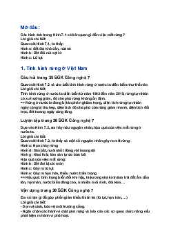 Giải SGK Công nghệ 7 Bài 7: Bảo vệ rừng| Cánh diều