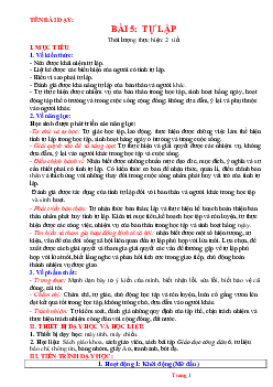 Giáo án GDCD 6 Bài 5: Tự lập  | Cánh diều