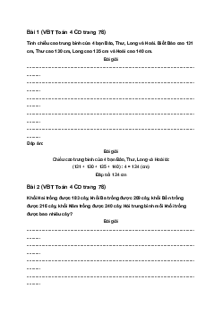 Vở bài tập Toán lớp 4 trang 78 Bài 30: Luyện tập chung Cánh diều