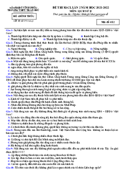 Đề thi KSCL Sử 12 năm 2022 trường THPT Trần Phú lần 2 (có đáp án)