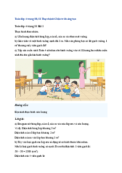 Toán lớp 4 trang 50 Bài 21: Mét vuông Chân trời sáng tạo