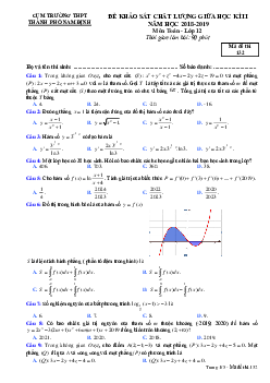 Đề KSCL giữa học kỳ 2 Toán 12 năm 2018 – 2019 cụm trường THPT TP Nam Định