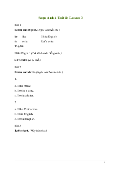 Giải Tiếng Anh lớp 4 Unit 8: Lesson 3 | Global Success