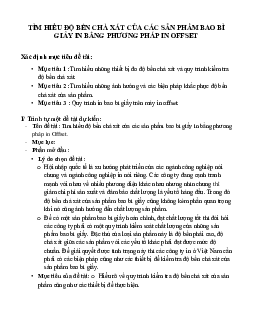 Báo cáo đồ án Công nghệ in đề tài "Tìm hiểu độ bền chà xát của các sản phẩm bao bì giấy in bằng phương pháp in OFFSET"