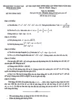 Đề học sinh giỏi cấp tỉnh Toán THCS năm 2024 sở GD&ĐT Quảng Ninh