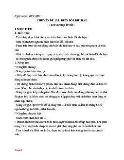 Giáo án chuyên đề học tập Địa 10 Kết nối tri thức năm học 2022-2023