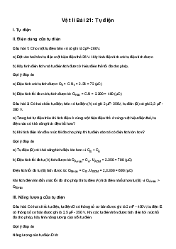 Vật lí 11 Bài 21: Tụ điện