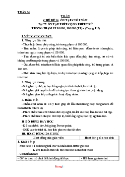 Giáo án Toán 3 Kết nối tri thức (KNTT) tuần 34