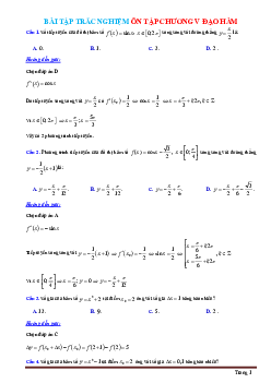 TOP 240 câu trắc nghiệm ôn tập chương đạo hàm (có đáp án)