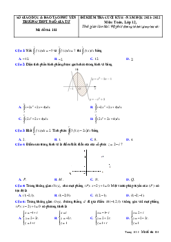 Đề cuối kỳ 2 Toán 12 năm 2021 – 2022 trường THPT Ngô Gia Tự – Phú Yên