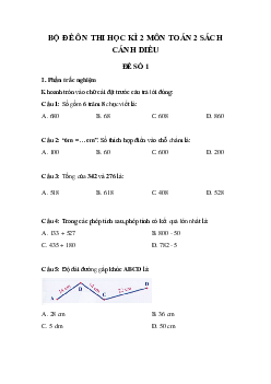 Đề ôn thi học kì 2 môn Toán 2 sách Cánh diều