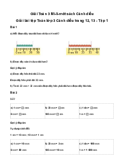 Mi-li-mét: Giải bài tập Toán lớp 3 Cánh diều trang 12, 13 - Tập 1