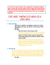 CÁC ĐẶC TRƯNG CƠ BẢN CỦA VĂN HÓA VIỆT NAM - TỔNG QUAN KHOA HỌC