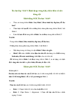 Giải Tin học 7 Bài 9: Định dạng trang tính, chèn thêm và xóa hàng, cột | Chân trời sáng tạo