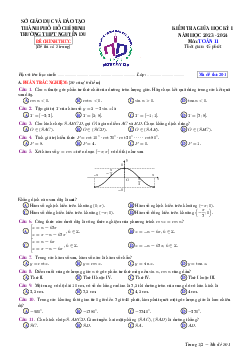 Đề giữa học kỳ 1 Toán 11 năm 2023 – 2024 trường THPT Nguyễn Du – TP HCM